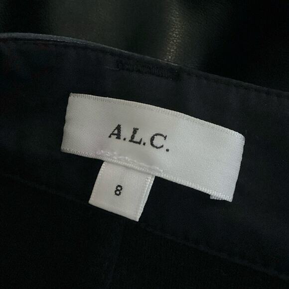 A.L.C. Freddie Black Soft Vegan Leather Flare Jeans Pants 8 $395 - Picture 8 of 11